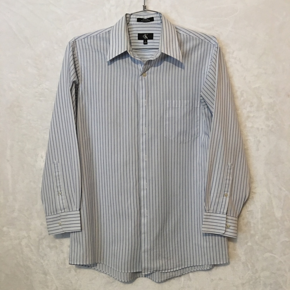Calvin Klein Casual Dress Shirt Size L, Striped.